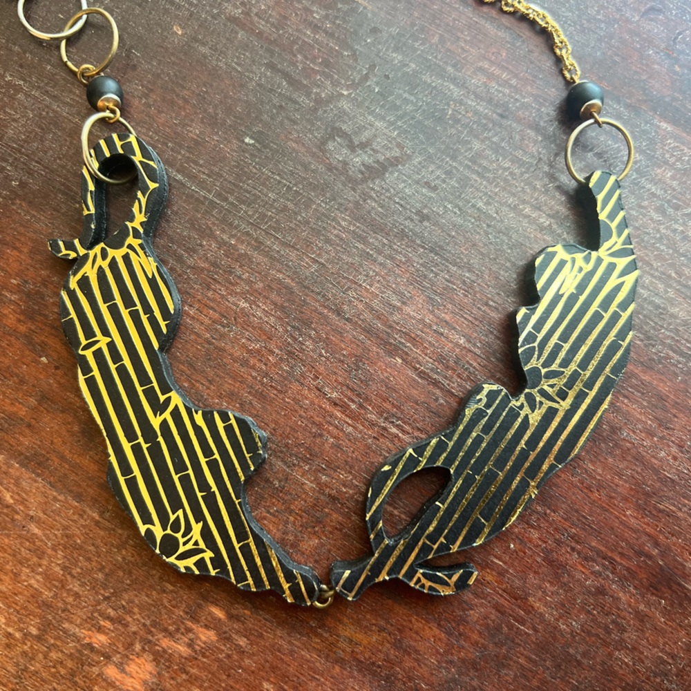 Rosita Bonita Statement Necklace Double Tiger Boho Artisan Folk Art Necklace - Picture 3 of 6